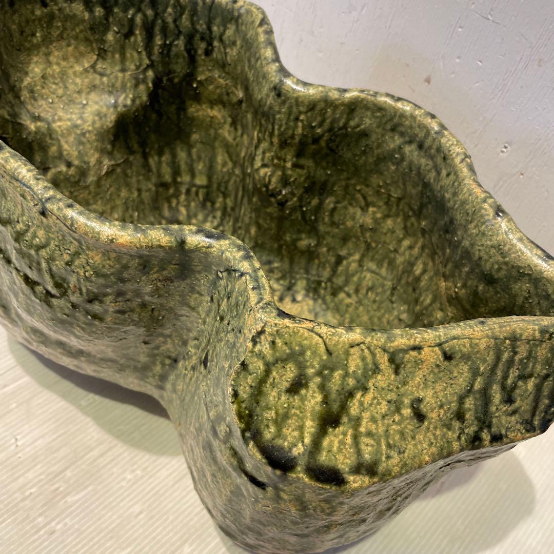 丸鉢　美濃焼？　花器　花瓶　盆栽鉢　水鉢　一点もの　焼物　工芸品