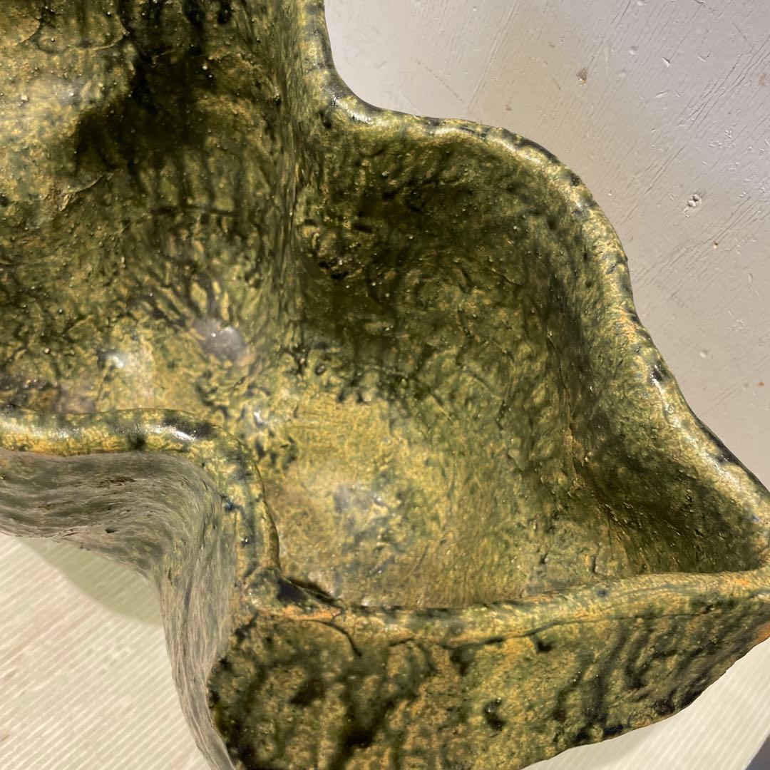 丸鉢　美濃焼？　花器　花瓶　盆栽鉢　水鉢　一点もの　焼物　工芸品