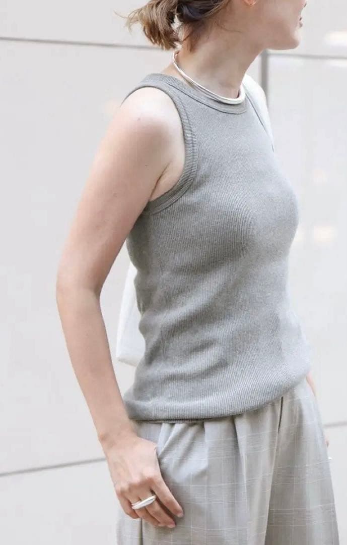 ドゥーズィエムクラス　LOREL RIB タンクトップ　グレー