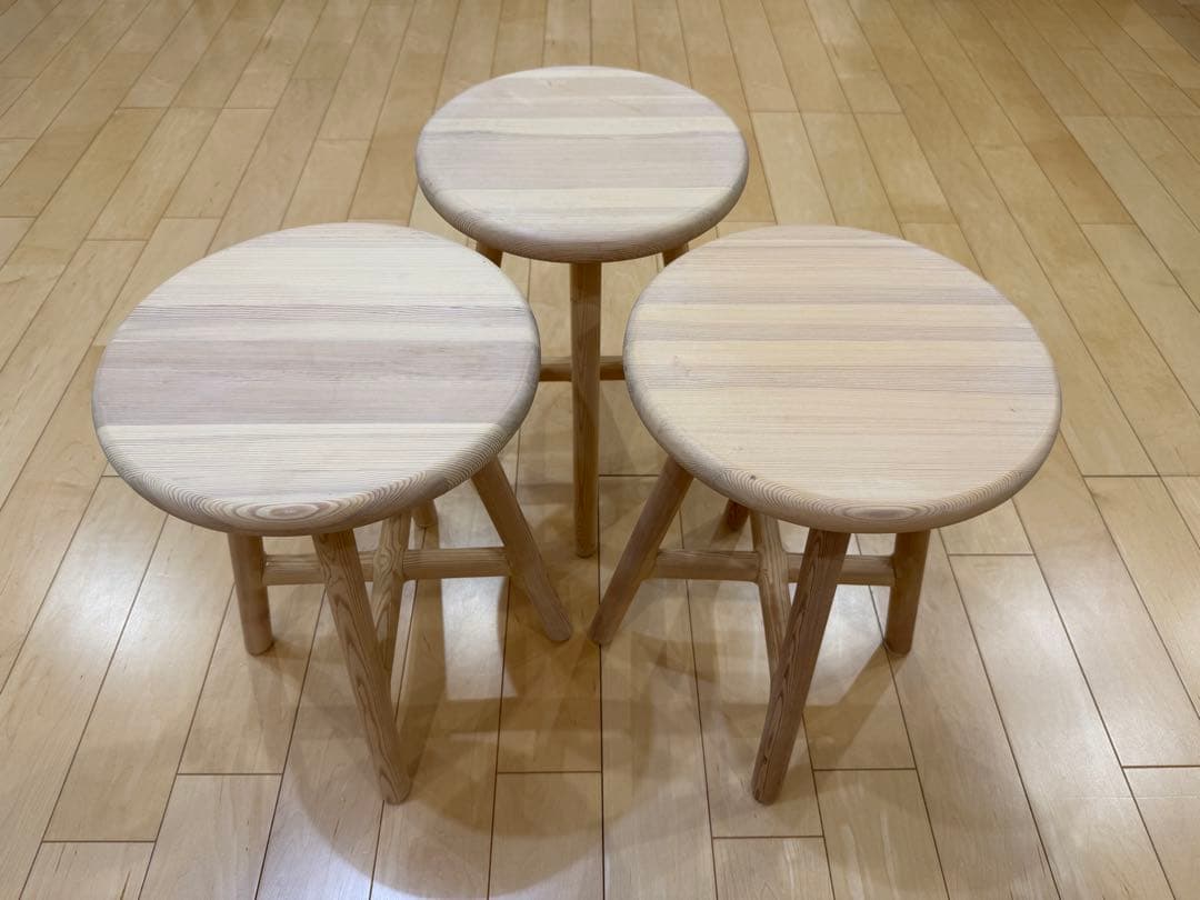 木製円形スツール 3脚セット 高さ42cm