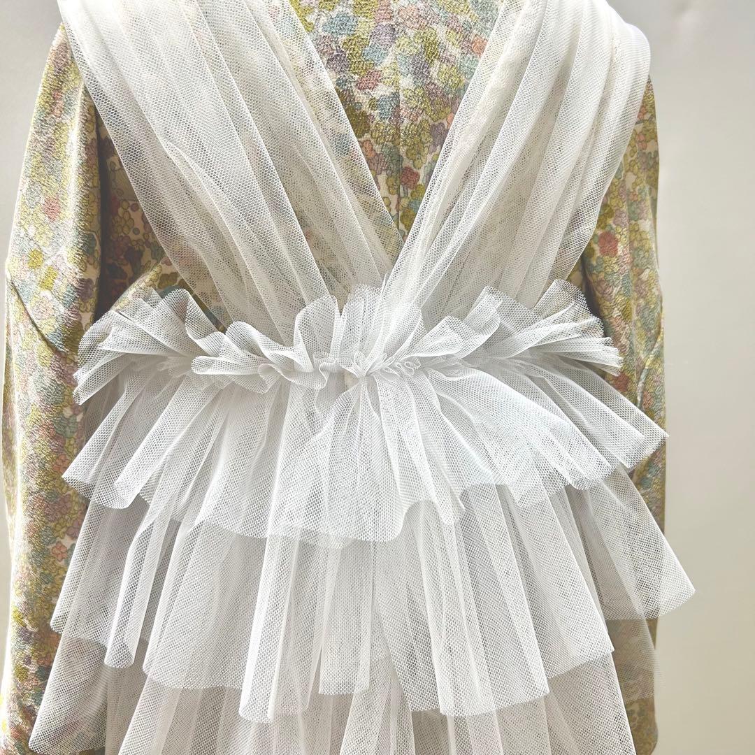 被布エプロン【マシュマロホワイト】チュール被布　被布ドレス　七五三チュールドレス