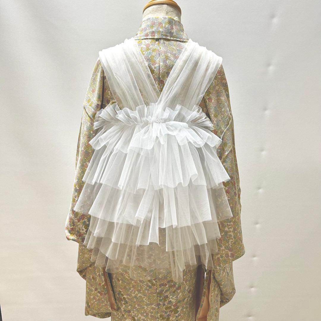 被布エプロン【マシュマロホワイト】チュール被布　被布ドレス　七五三チュールドレス