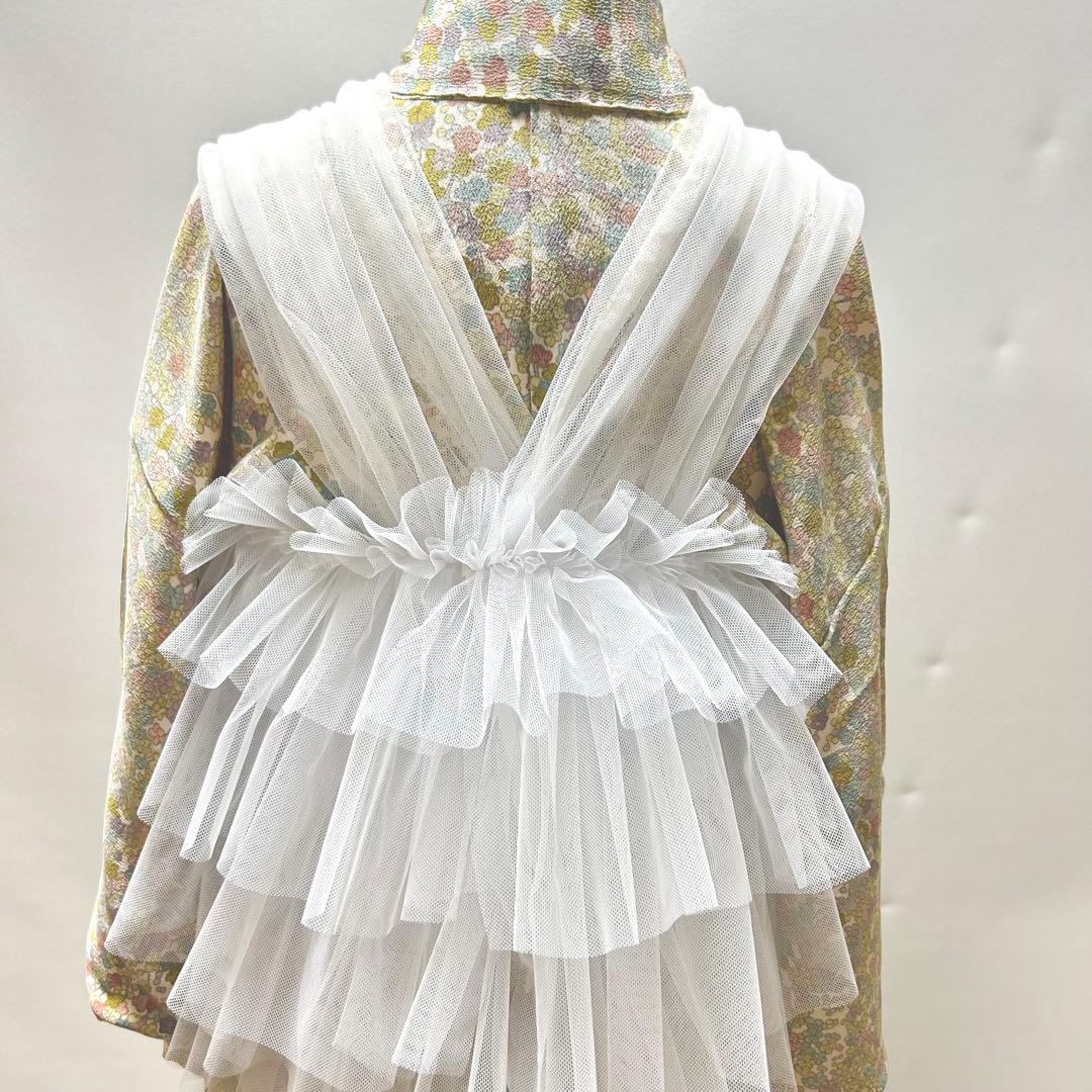 被布エプロン【マシュマロホワイト】チュール被布　被布ドレス　七五三チュールドレス
