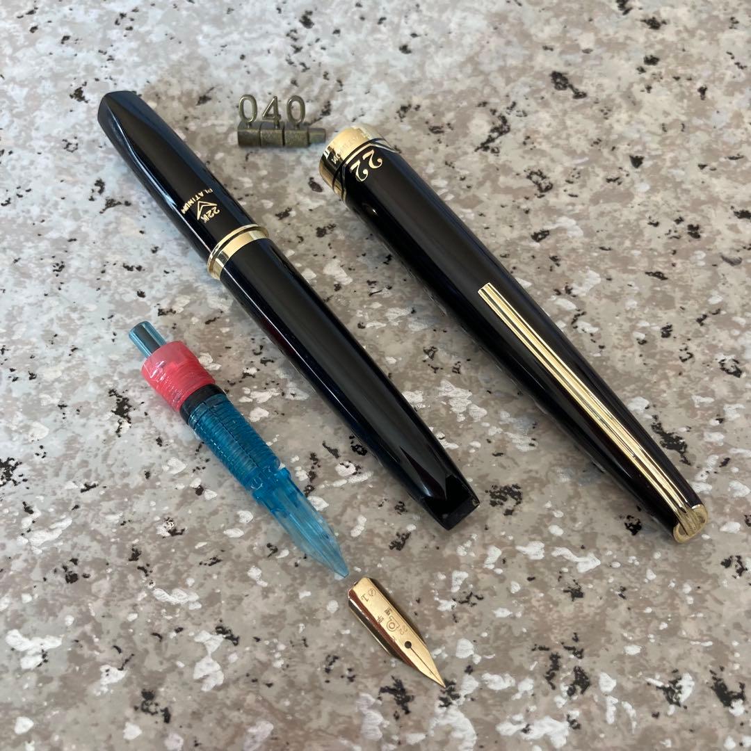 #040 オーバーホール済み 万年筆 PLATINUM プラチナ ショート22k