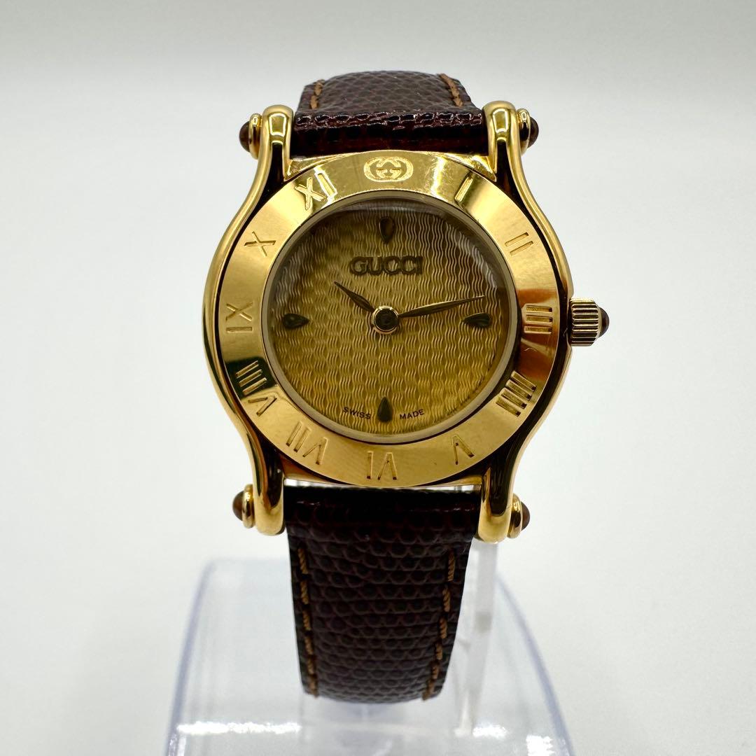 稼働/新品電池　グッチ 腕時計　6500L ヴィンテージ　純正ベルト　クォーツ