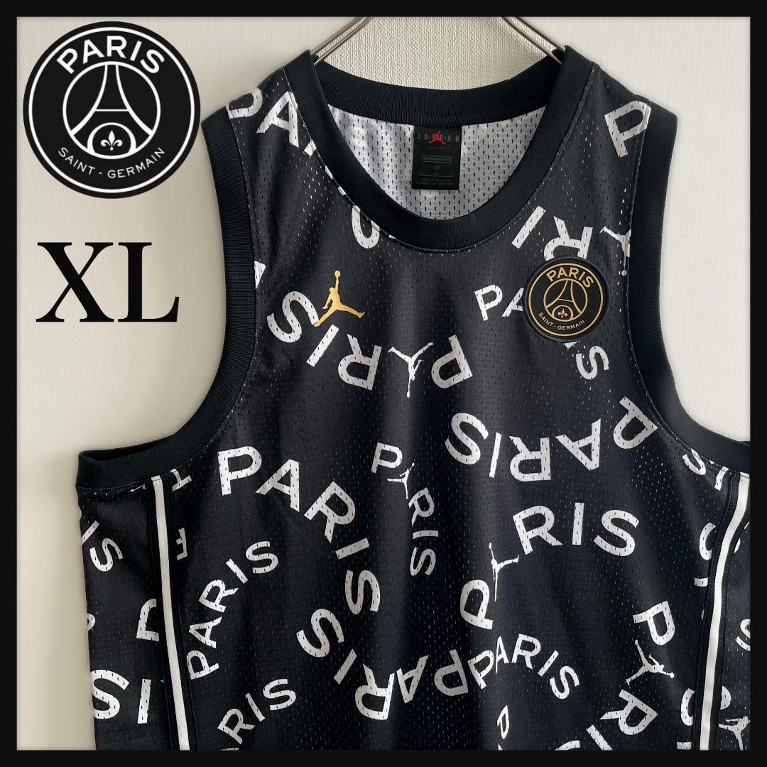 【極美品】ナイキ×パリサンジェルマン×ジョーダン/タンクトップ/総柄/XL/黒