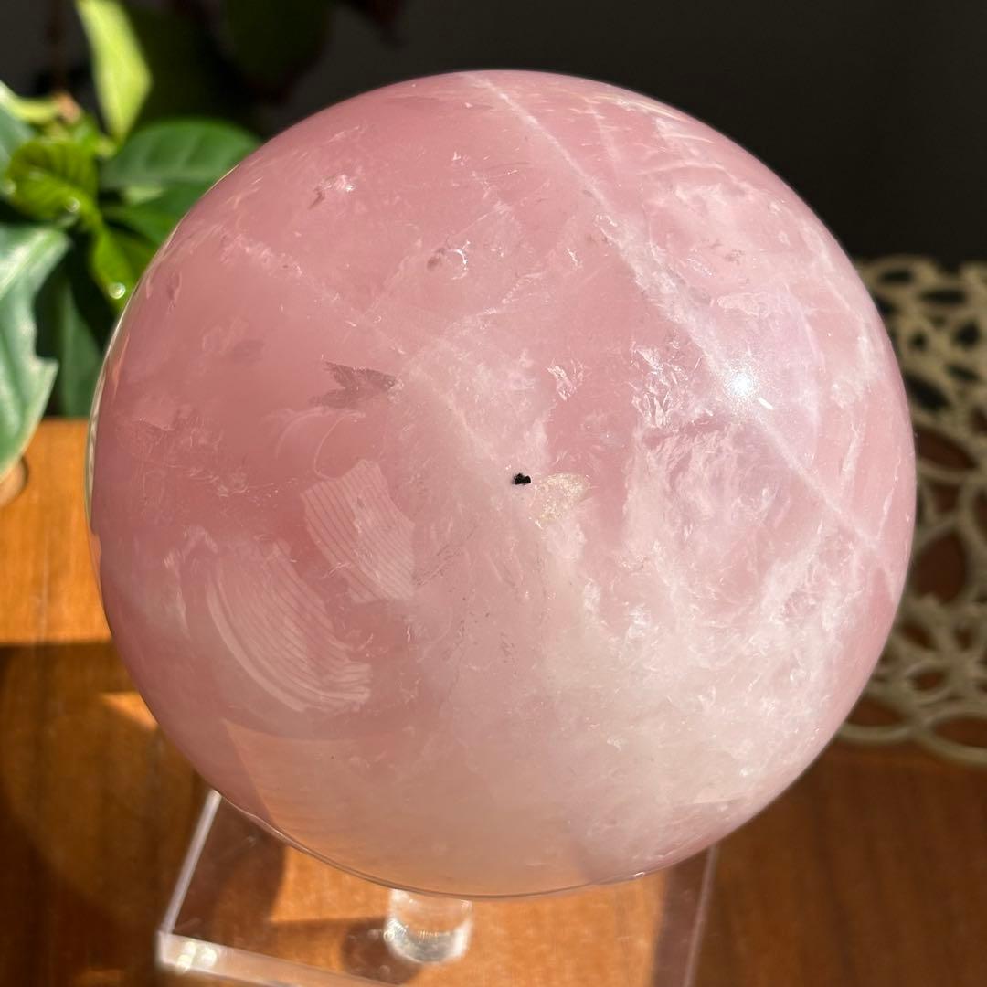 天然石 マダガスカル産 ローズクォーツスフィア直径約9センチ