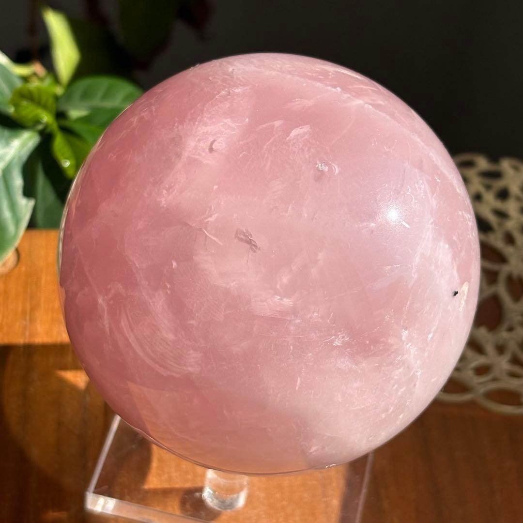 天然石 マダガスカル産 ローズクォーツスフィア直径約9センチ