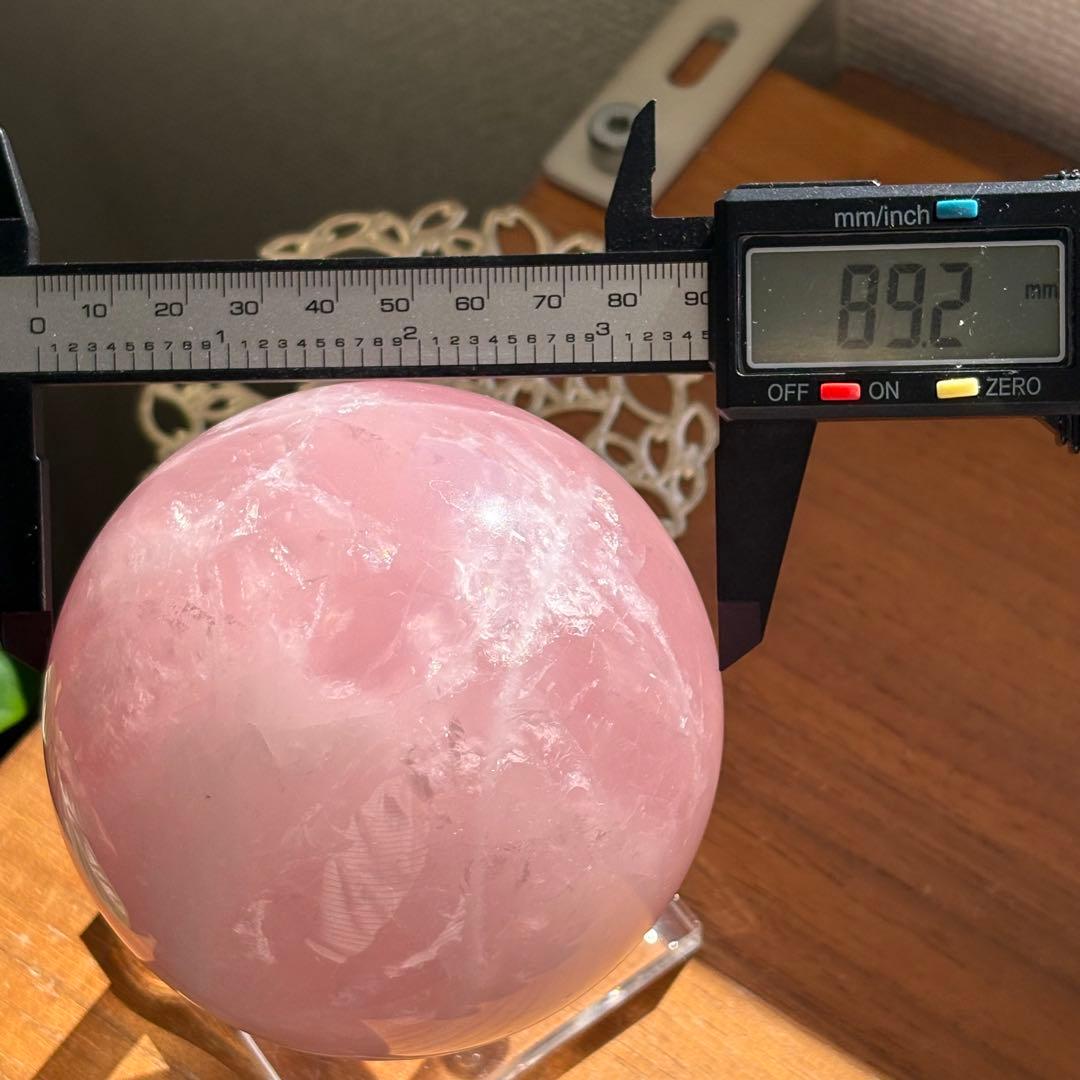 天然石 マダガスカル産 ローズクォーツスフィア直径約9センチ