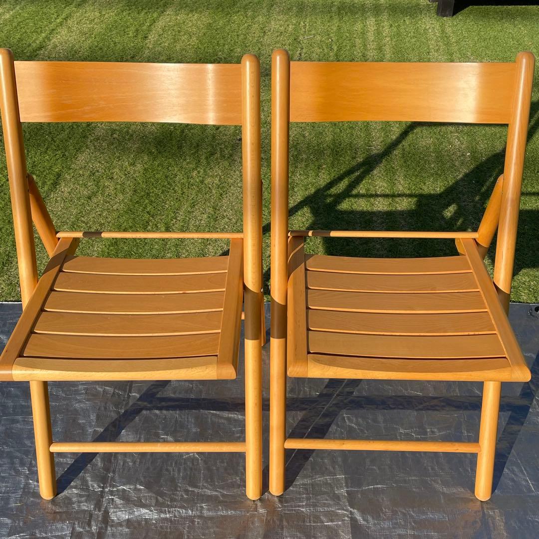 廃盤品 無印良品 木製折りたたみ椅子 フォールディングチェア 2脚