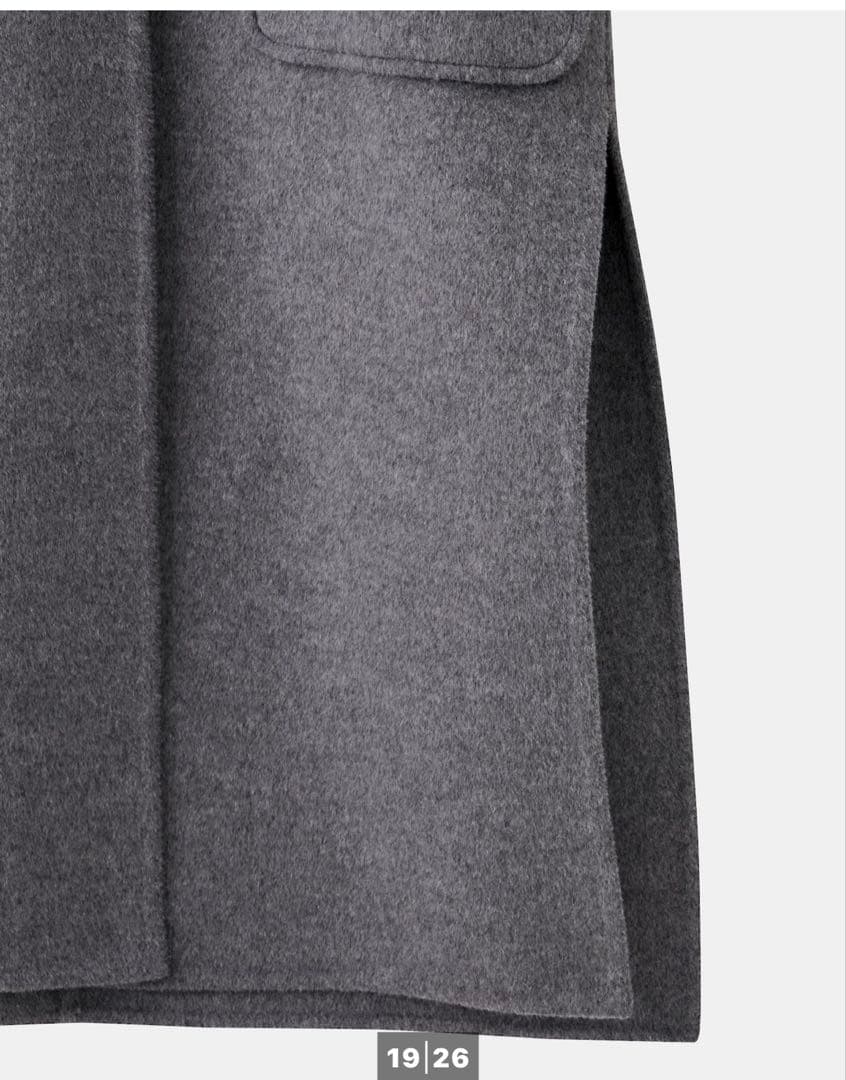 新品未使用品　PLST ウールブレンドリバーカラーレスロングコート