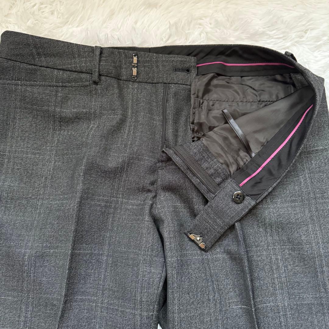 美品✨15号 HILTON セットアップ スーツ ダークグレーチェック洋服の青山