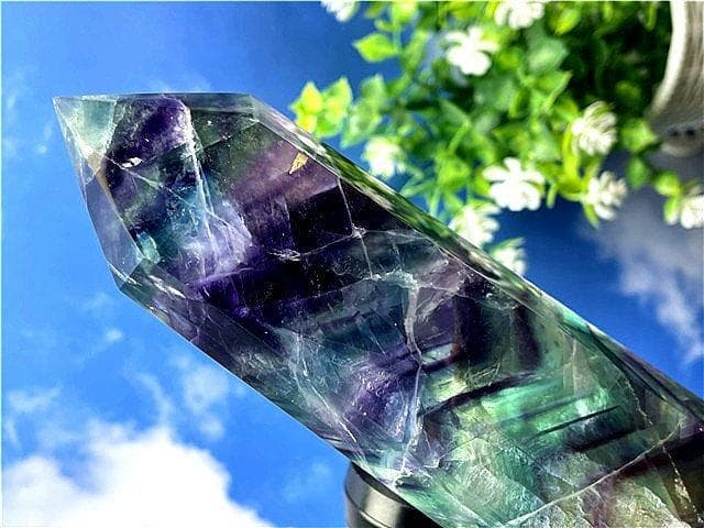 AAA級天然レインボーフローライト(蛍石) 六角柱B89F2/173F10A