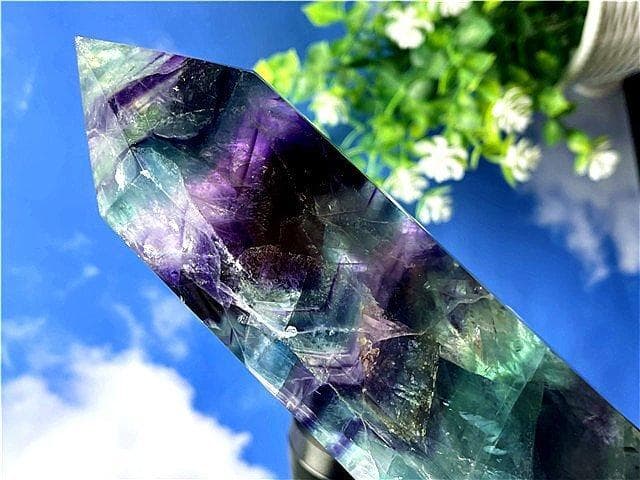 AAA級天然レインボーフローライト(蛍石) 六角柱B89F2/173F10A