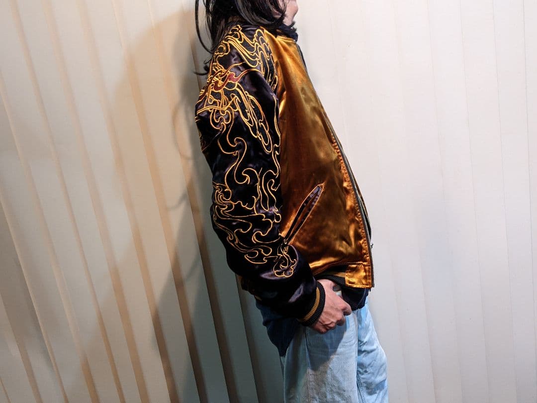 絡繰魂　ONE PIECE　スカジャン　リバーシブル　スーベニアジャケット　　黒