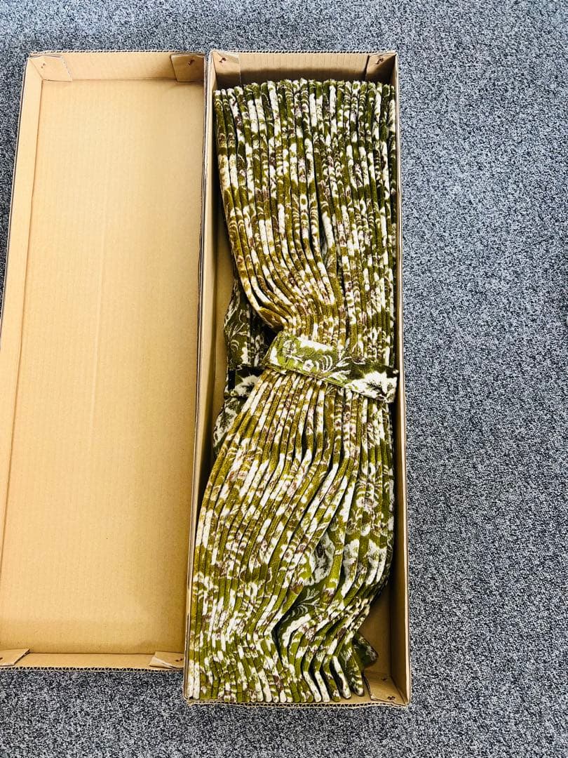 新格子グリーン　カーテン裏地なし