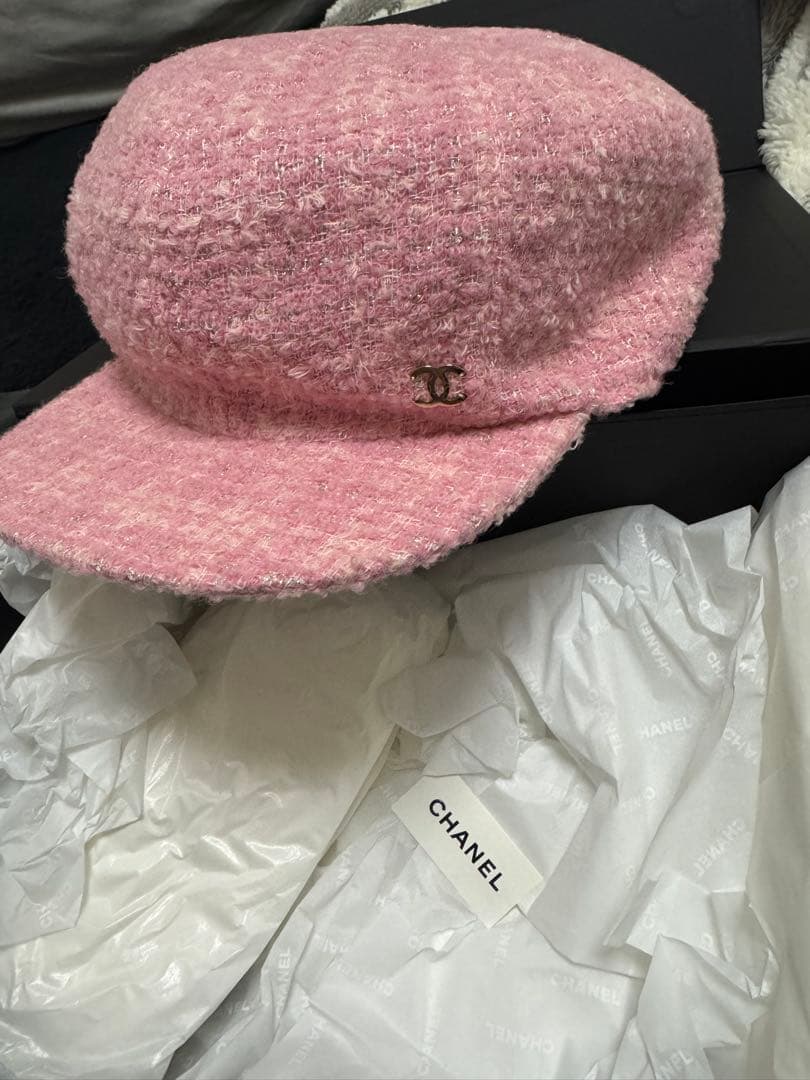 CHANEL ピンク　キャップ　ツイード　キャスケット　新品未使用