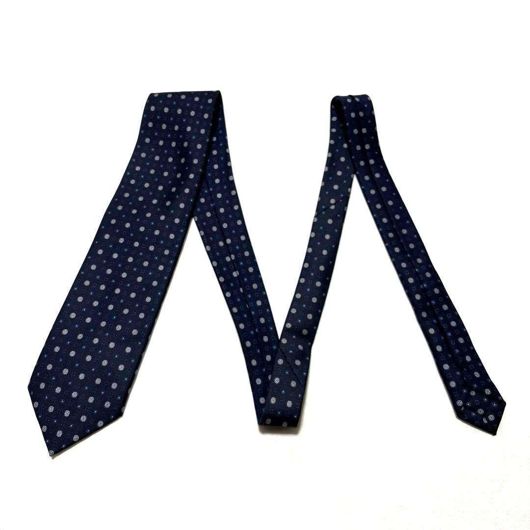 E.MARINELLA　マリネッラ　ネクタイ　ネイビー　小紋柄　極美品