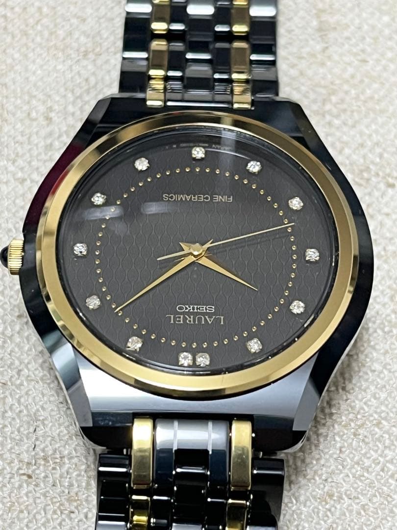 希少 美品 SEIKO LAUREL 13P ダイヤ セラミックチタン