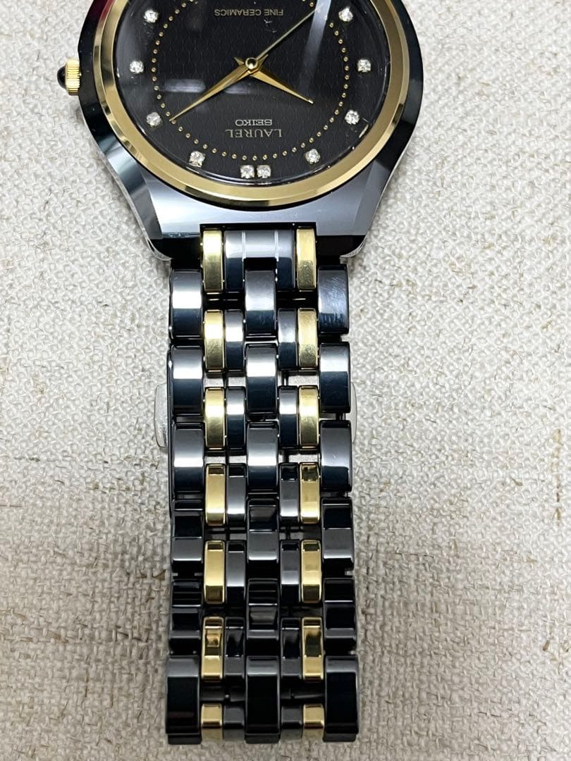 希少 美品 SEIKO LAUREL 13P ダイヤ セラミックチタン