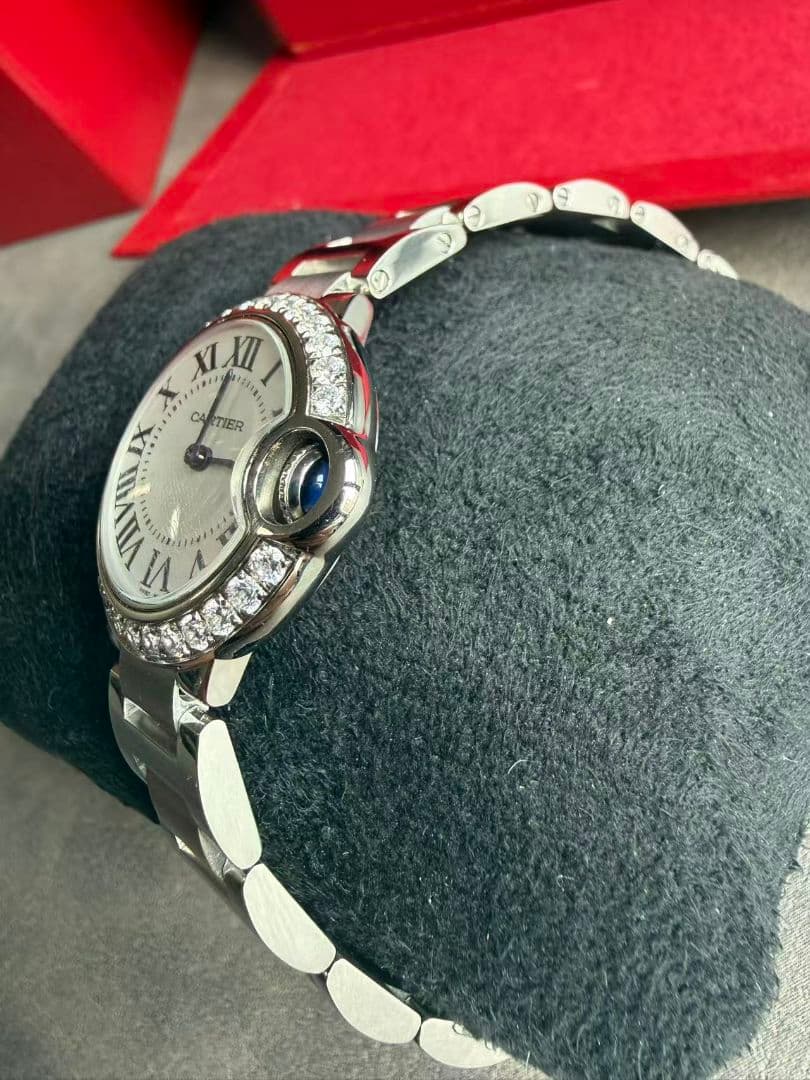Cartier バロンブルー 28mm ベゼルダイヤモンド W4BB0015