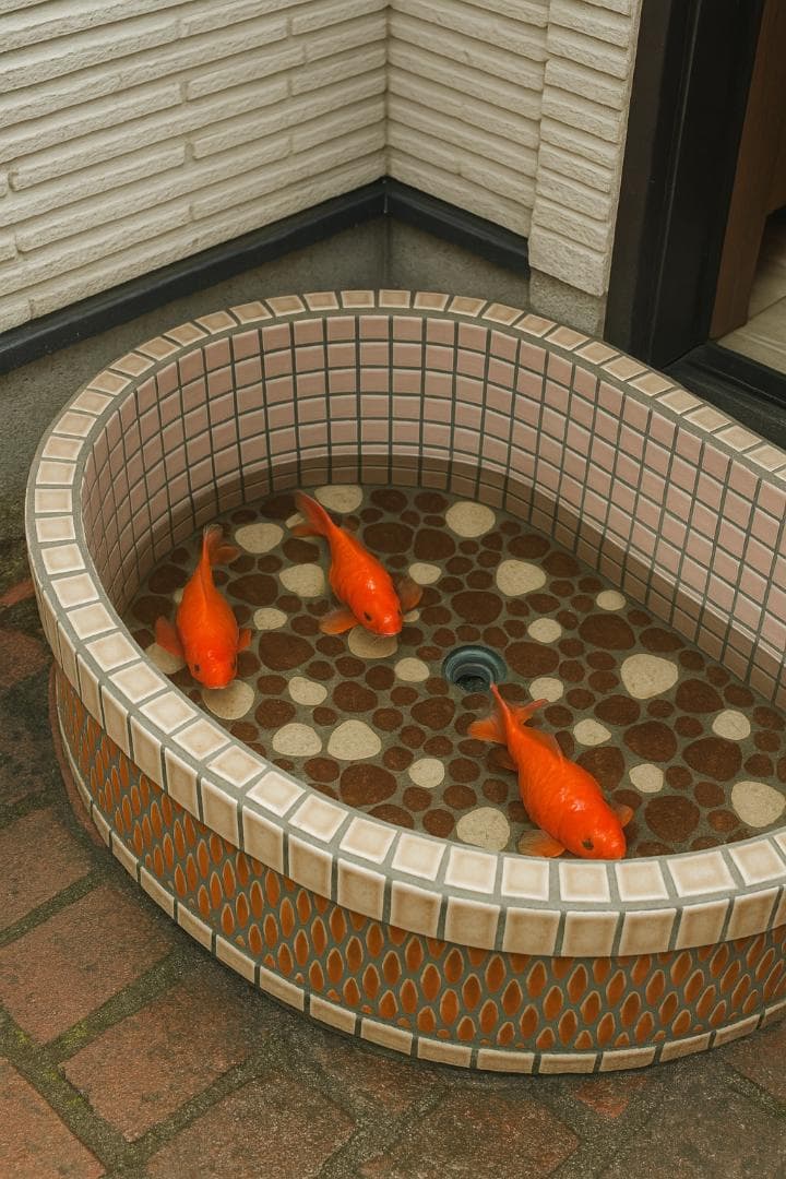 手造り　流し台　シンク　木陰