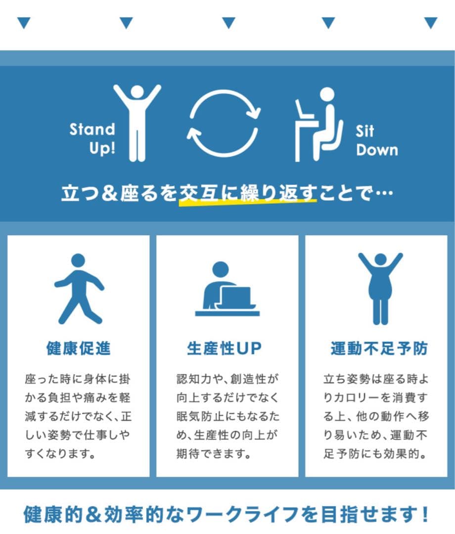 【120cm幅】スタンディングデスク