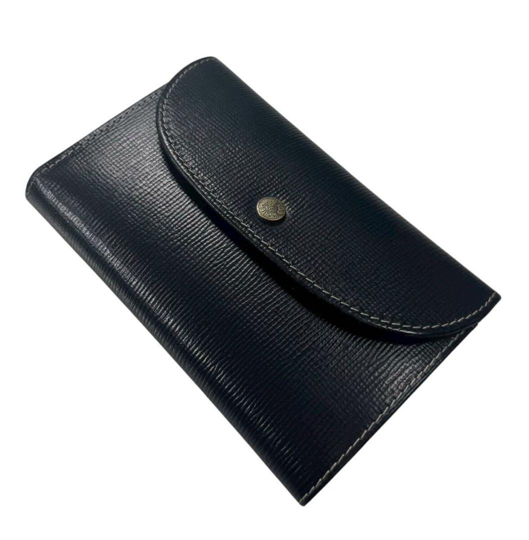 ホワイトハウスコックス ブライドルレザー 三つ折り財布 ブラック/ネイビー