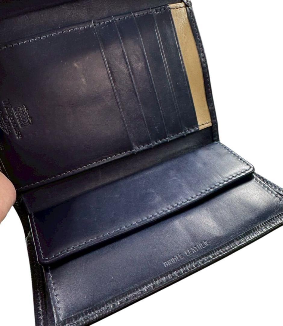 ホワイトハウスコックス ブライドルレザー 三つ折り財布 ブラック/ネイビー