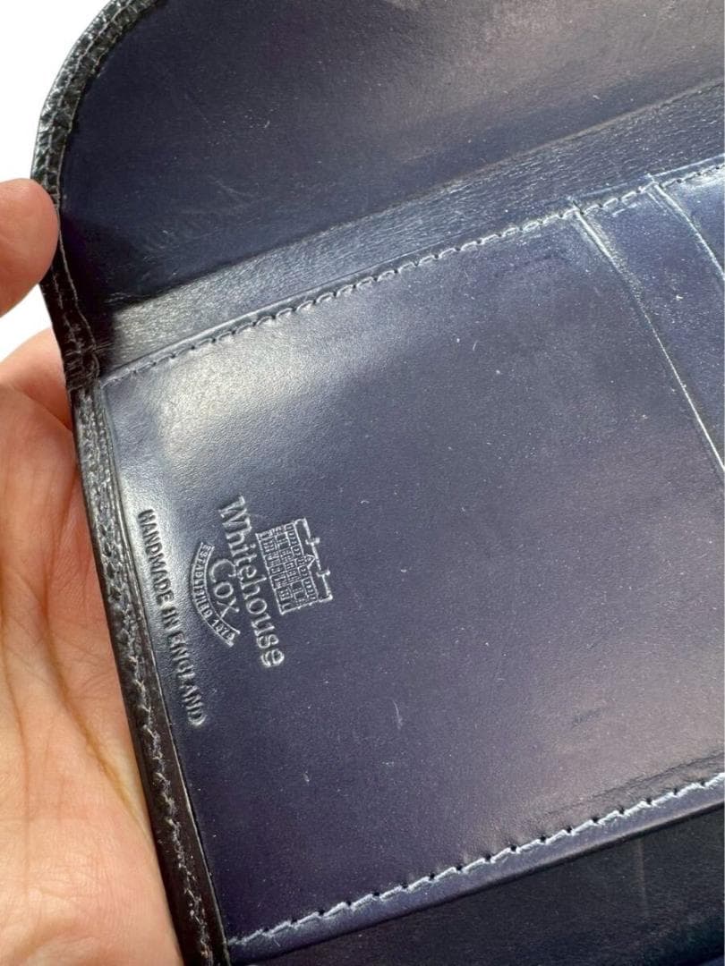 ホワイトハウスコックス ブライドルレザー 三つ折り財布 ブラック/ネイビー