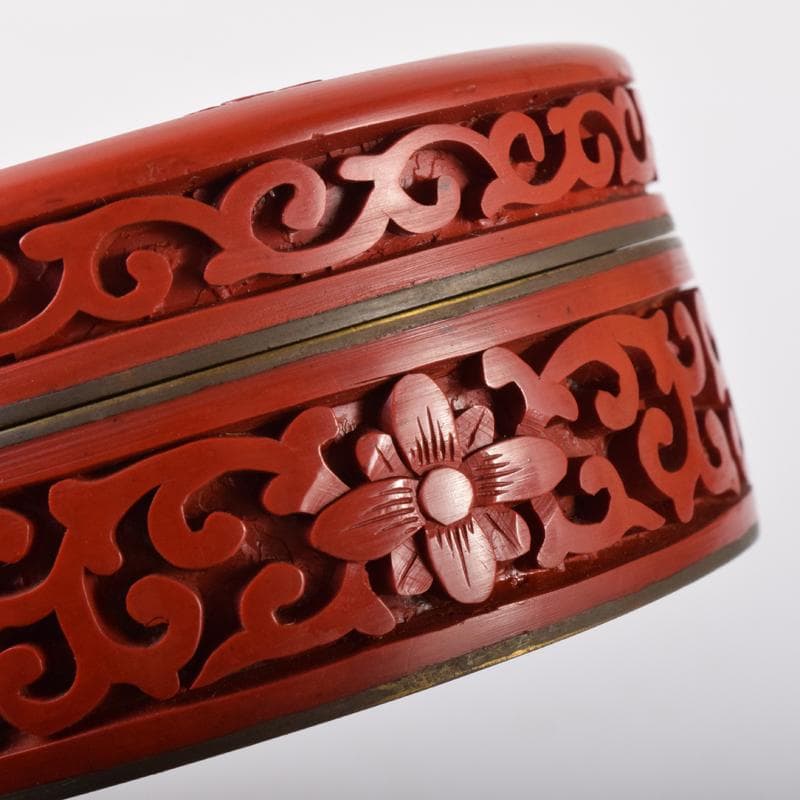 中国　剔紅　堆朱　内七宝　花文　香合　2点まとめて　D　R8207