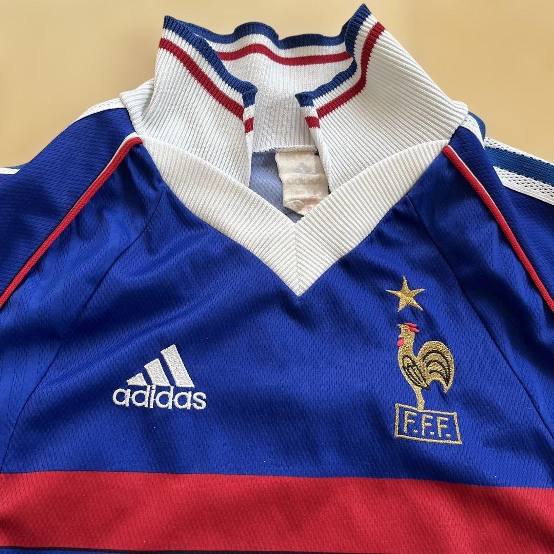 フランス代表 adidas シャツ 青　S？　ジダン