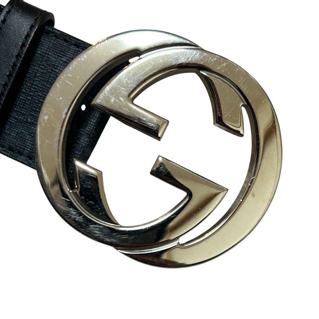 GUCCI GG柄　ベルト　メンズ　インターロッキングG ブラック