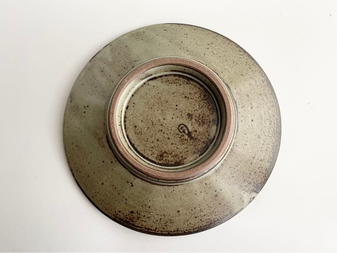 陶芸家　人間国宝　島岡達三　象嵌赤絵　草花文皿　大皿　共箱