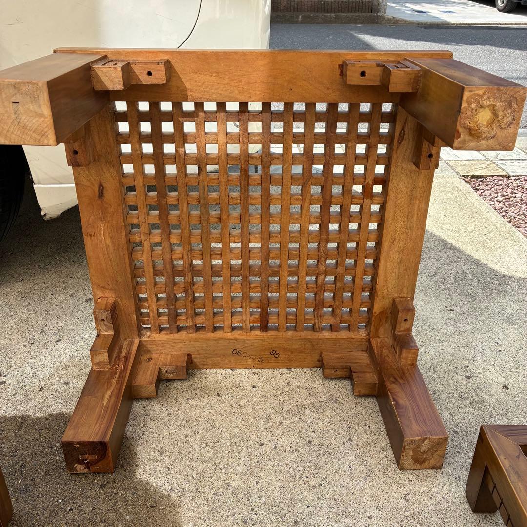 ローテーブル　ローチェア2脚セット　コーヒーテーブル　アンティーク　アジアン