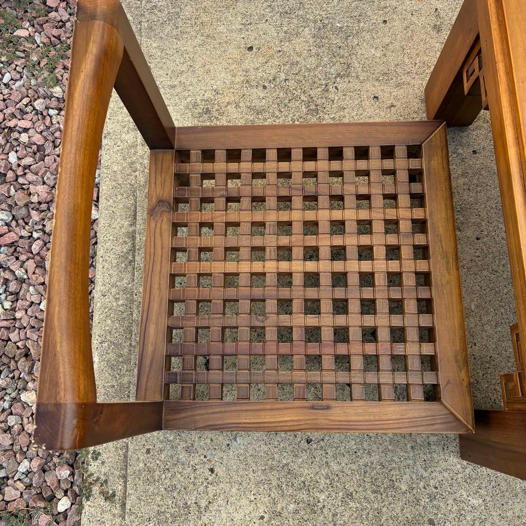 ローテーブル　ローチェア2脚セット　コーヒーテーブル　アンティーク　アジアン