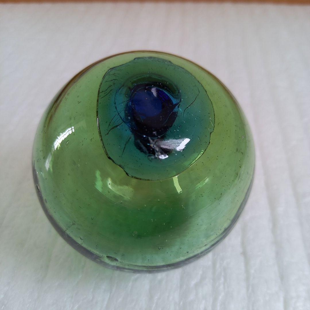 ガラス浮き玉 ガラス玉 ☆缶 青ボタン