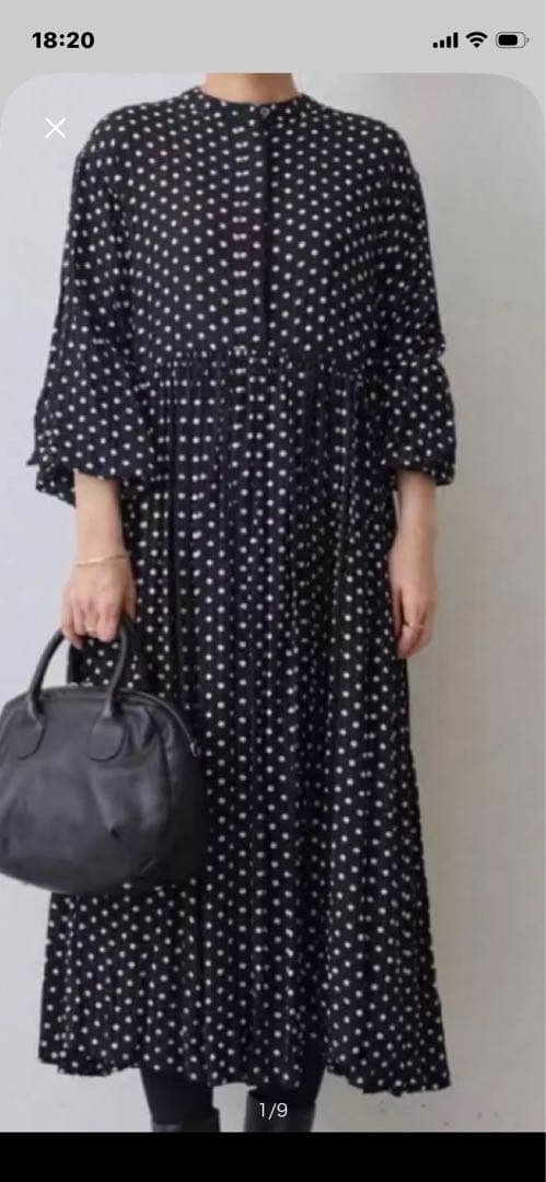 BEARDSLEY ドットギャザーボリューム袖ワンピース　サイズＭ