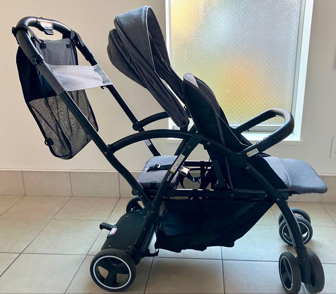 カトージ 二人乗りベビーカー 2-Seater next ブラックチェック