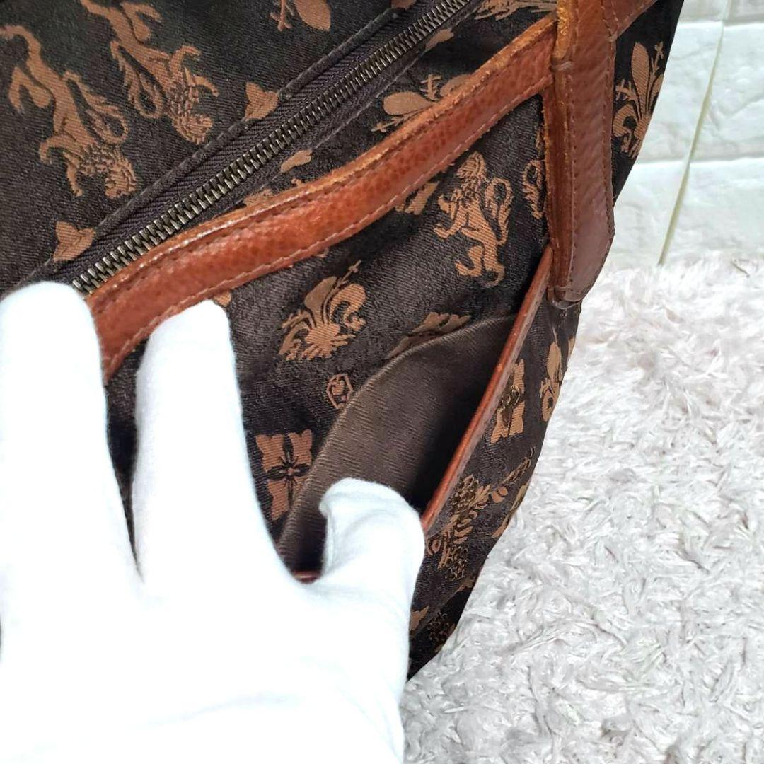 美品 genten ゲンテン ジャガード 総柄 刺繍 A4可 大容量トートバッグ