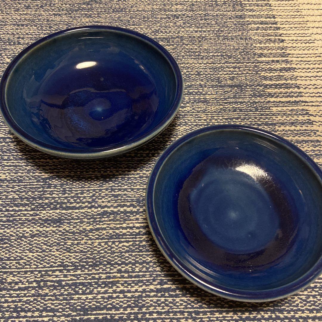 島根県出西窯　大皿・中皿　2枚セット　出西ブルー