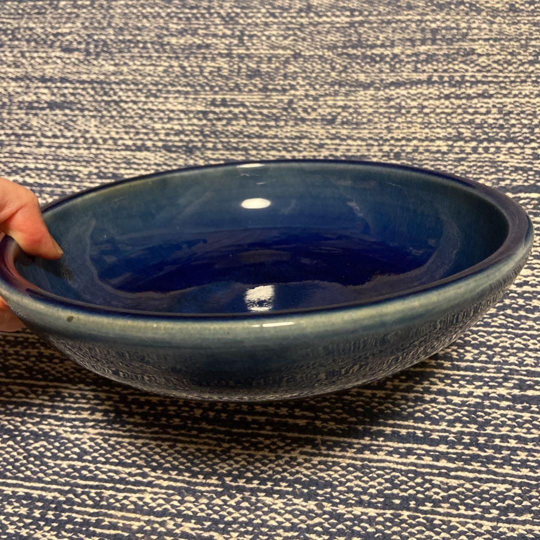 島根県出西窯　大皿・中皿　2枚セット　出西ブルー