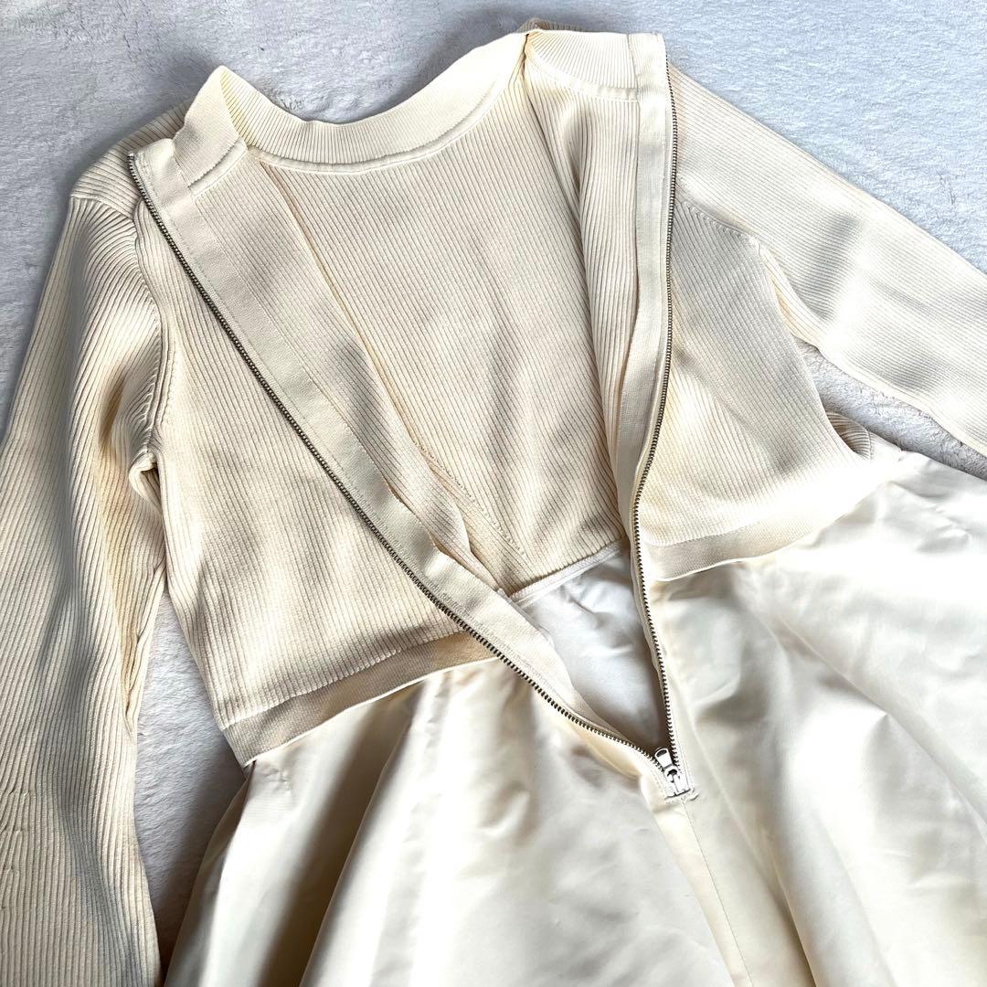 美品✨アダムエロペ　ペプラムコンビニ ットプルオーバー　トップス　ニット　白