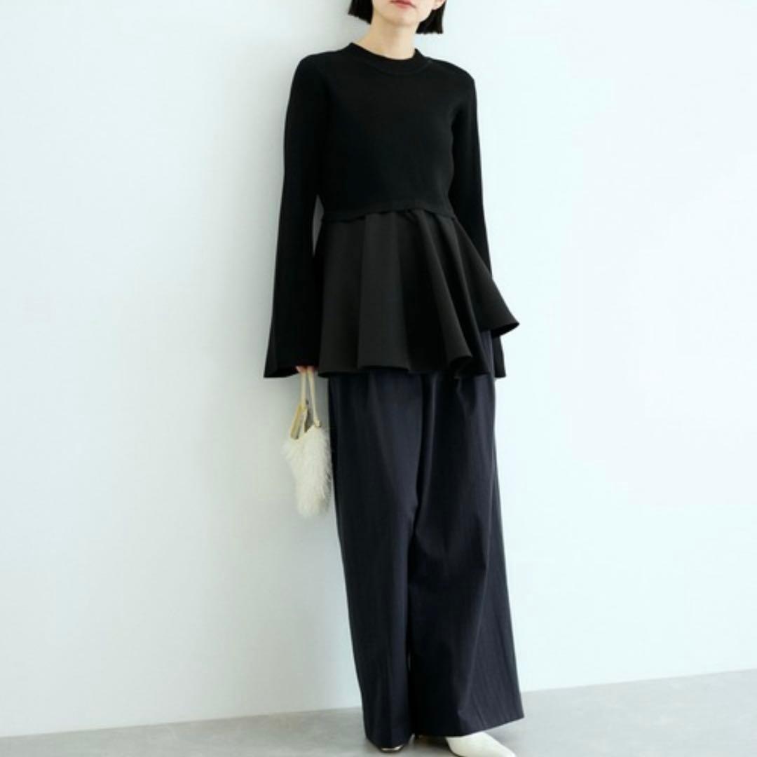 美品✨アダムエロペ　ペプラムコンビニ ットプルオーバー　トップス　ニット　白