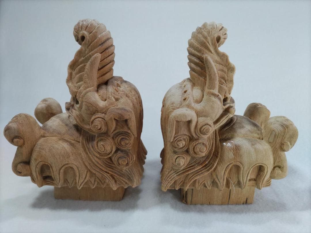 値下げ！★☆象鼻3寸 1組（2体阿吽）社寺仏閣、山車、神輿木鼻彫刻