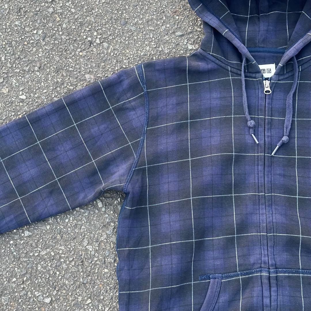 00s OLD UNIQLO フルジップパーカー ダブルジップ チェック