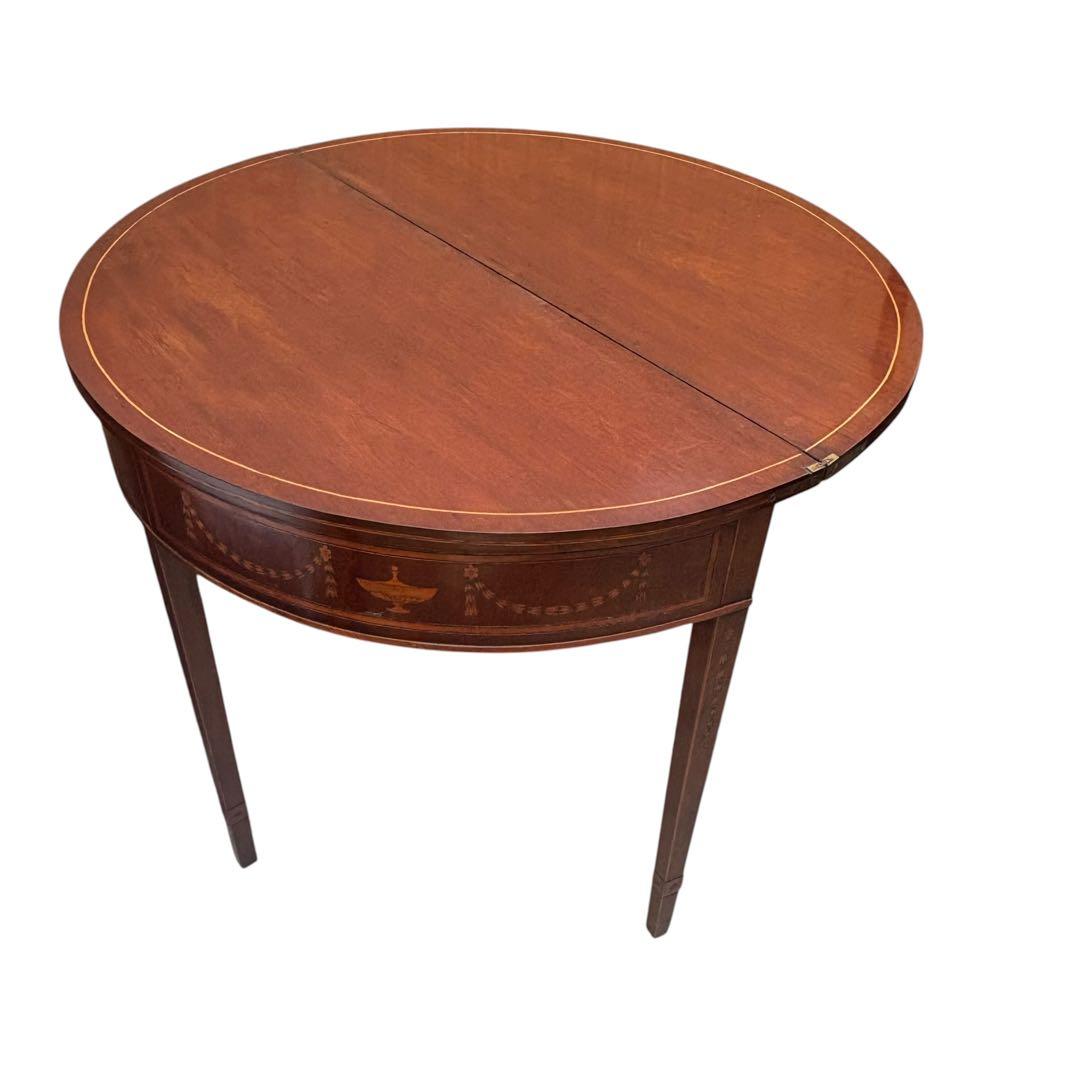 象嵌 ゲートレッグ コンソールテーブル 半円 折りたたみ 円形 アンティーク