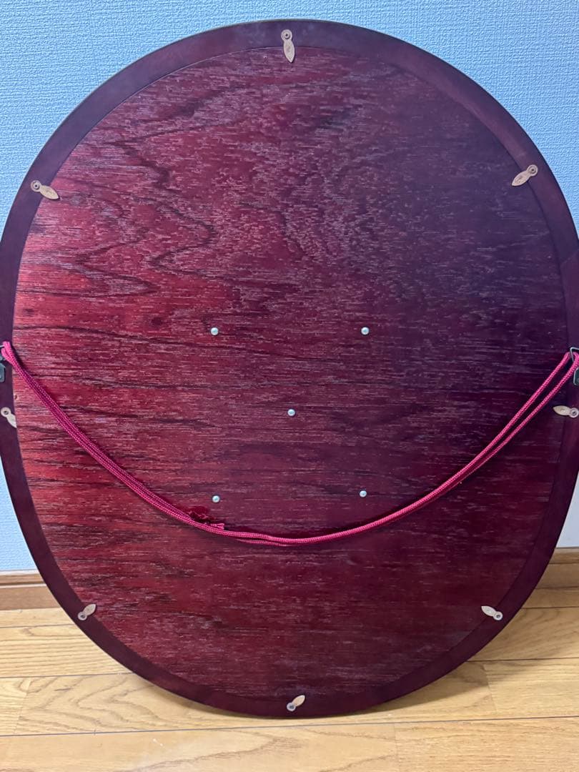 花柄刺繍　大型ミラー　アンティーク 木製フレーム　ウォールミラー