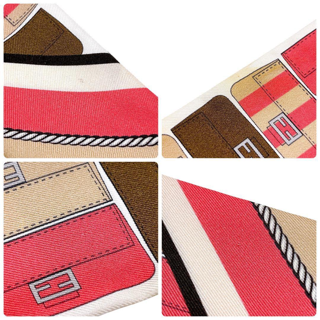 美品 フェンディ ラッピー スカーフ シルク バゲットバッグ ピンク レディース