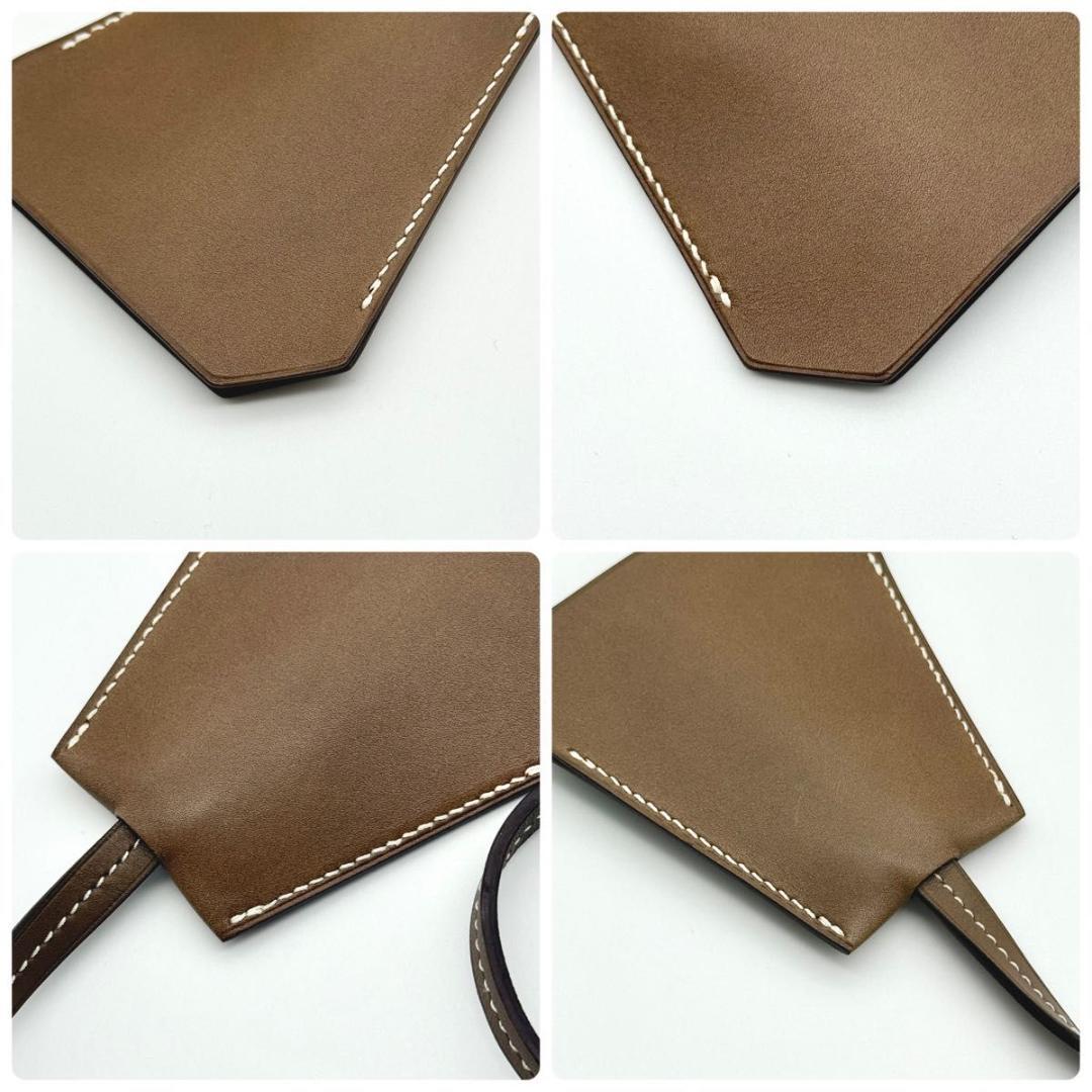 美品 HERMES レザー クロシェット キーリング チャーム エトゥープ